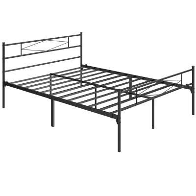 HOMCOM King Metal Bed Frame Headboard Storage Black 5ft