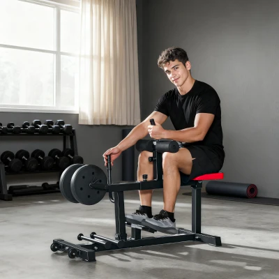SPORTNOW Beintrainings-Bank, Wadenhebemaschine, mit Rädern, Sportequipment für Fitness-Übungen zuhause, Stahl, Schwarz