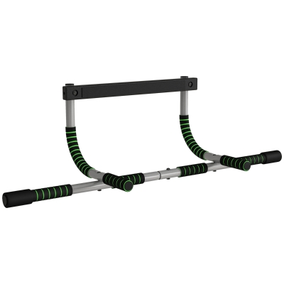 HOMCOM Barra de Dominadas Multifuncional Barra de Dominadas de Pared con Mangos Antideslizantes Carga 110 kg Gris y Negro