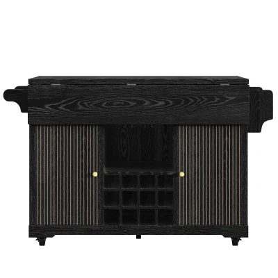 Foldable Serving Trolley with Ample Storage and Snack Racks, 142.5L x 40W x 95H cm, Black