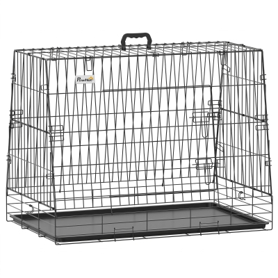 PawHut Collapsible Car Dog Crate Medium Large Tray 90cm Black