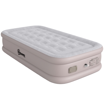 Outsunny Colchón Hinchable Individual Plegable con Bomba Inflado 3 Min Desinflado 2 Min Bolsa Carga 200 kg 190x97x39 cm Caqui