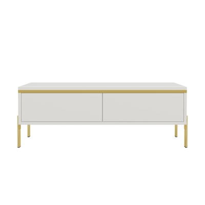 Spacious Coffee Table with 2 Hidden Drawers, 100L x 50W x 36H cm, White