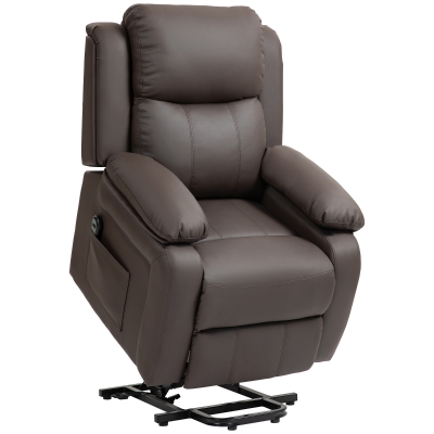 HOMCOM Sillón Relax Levanta Personas Sillón Elevador con Control Remoto Reclinación 160° Reposapiés 76x90x105cm Marrón