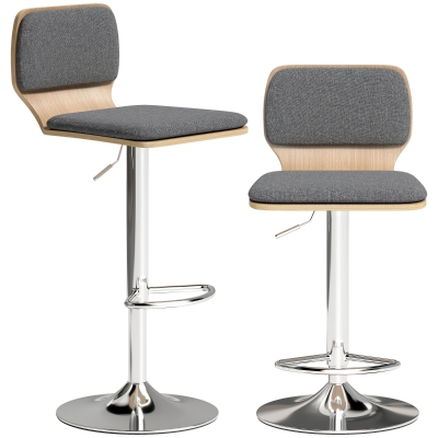HOMCOM Lot 2 Tabourets Bar Pivotants Réglables Gris