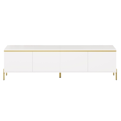 Spacious TV Stand with 4-Door Storage, 170L x 38W x 50H cm, White