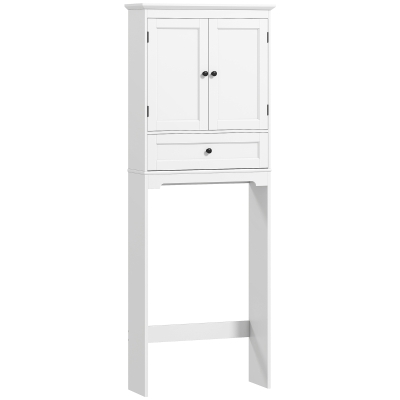 HOMCOM Móvel WC Sobre o Vaso Sanitário Armário de WC com 2 Portas Gaveta e Prateleira Ajustável Branco