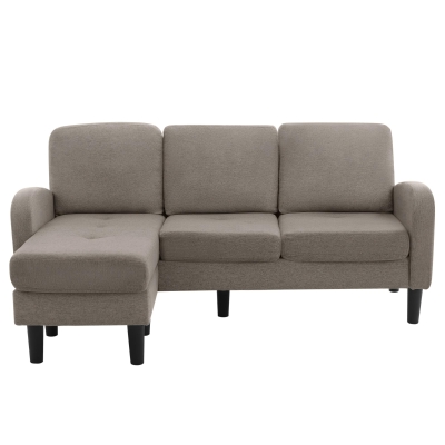 L-Shaped Sofa with Reversible Chaise Lounge, 116L x 118W x 77H cm, Dark Grey