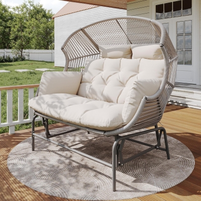 Comfortable Garden Rocker with Gentle Rocking Motion, 145L x 85W x143H cm, Grey