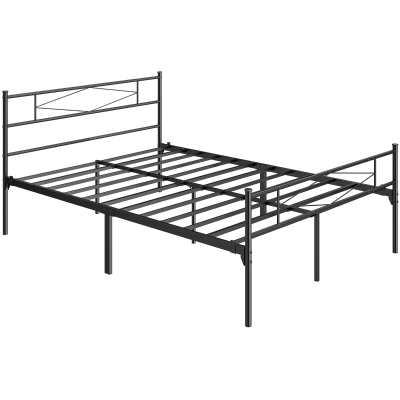 HOMCOM Double Metal Bed Frame 32cm Storage Black 4ft6