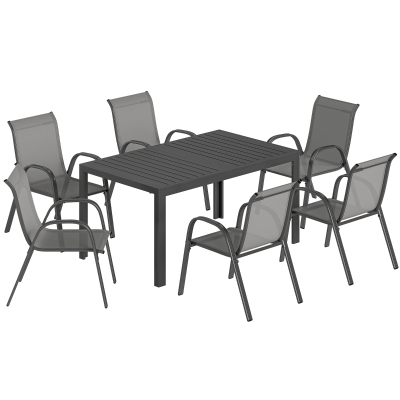 Outsunny Ensemble Jardin 7 Pièces Table et Chaises Gris Clair
