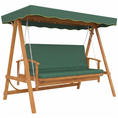 Outsunny 3-Seater Wooden Swing Chair Hammock Bed Dark Green