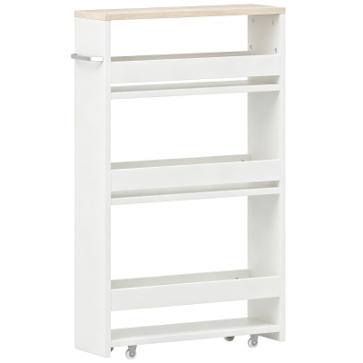 Kleankin 3-Tier Rolling Storage Cart with Handle White