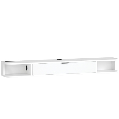 HOMCOM Meuble TV Suspendu Blanc 140cm Tiroir 2 Étagères 60"