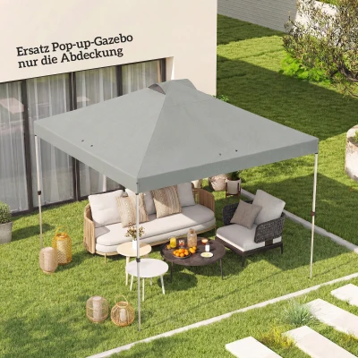 Outsunny Pavillon-Dach Ersatz UV50+ wasserfest mit 8 Abflusslöchern 3 x 3 m, Hellgrau