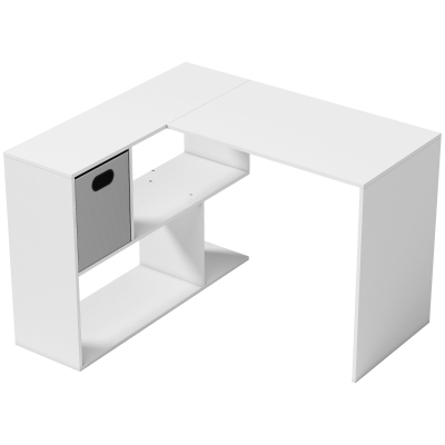 HOMCOM Corner Computer Desk with Drawer White 110x100cm