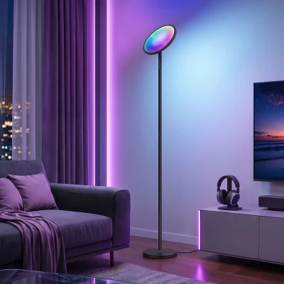 HOMCOM Uplighter Floor Lamp Adjustable Head Black