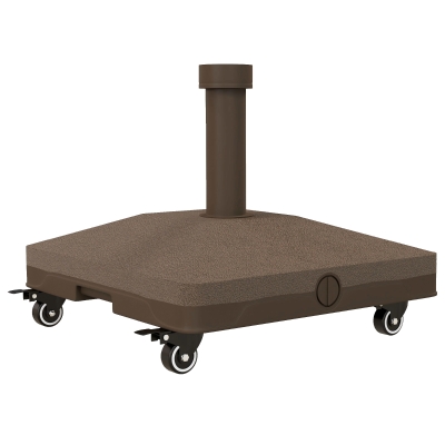 Outsunny Sonnenschirmständer bis 20kg befüllbar Quadratisch Schirmständer mit Rolle für Sonnenschirm 22-38mm Braun