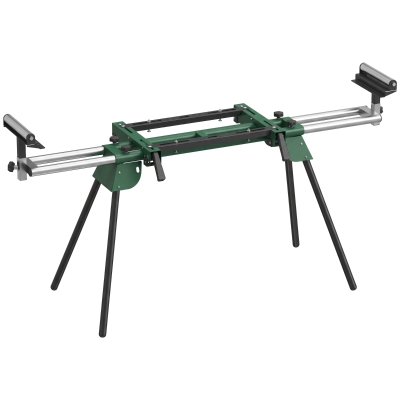 HOMCOM Soporte de Sierra Ingletadora Plegable Universal con 2 Rodillos de Apoyo Altura y Ancho Ajustable Carga 200 kg Verde