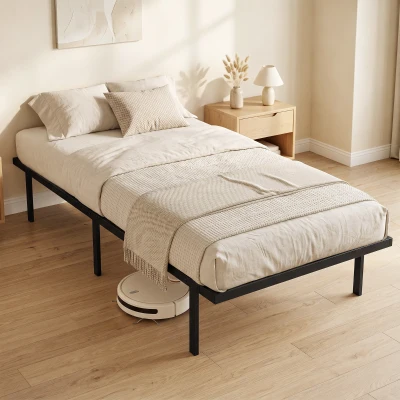 HOMCOM Single Metal Bed Frame Underbed Storage 3ft Black