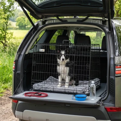 PawHut Collapsible Car Dog Crate Medium Large Tray 90cm Black