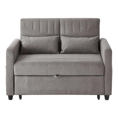 Adjustable Sofa Bed with 3-Level Backrest, 112L x 169W x 59H cm, Dark Grey