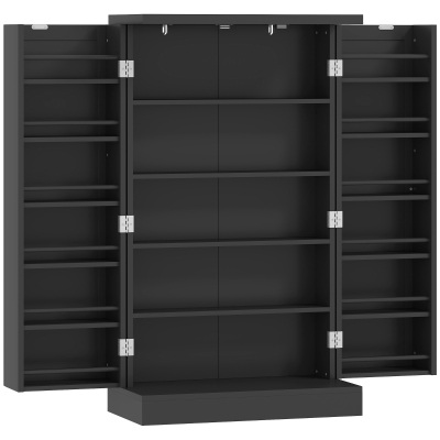 HOMCOM Freestanding Kitchen Cabinet Adjustable Shelves Black