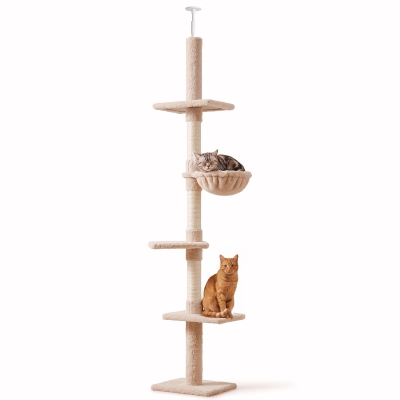 PawHut 5-Tier Cat Tree Adjustable Height 230-260cm Beige