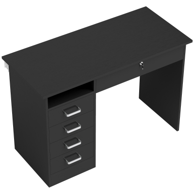 HOMCOM Bureau Moderne 5 Tiroirs Verrouillable 110x50cm Noir