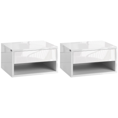 HOMCOM Wall-Mounted Bedside Table White 37x32cm
