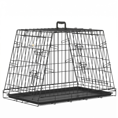 PawHut Collapsible Car Dog Crate with Tray 76cm Small Black