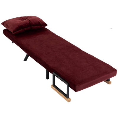 HOMCOM Poltrona Letto Imbottita 3 in 1 Reclinabile, Rosso Vino