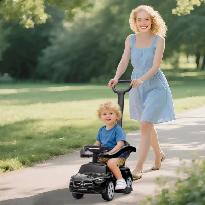 AIYAPLAY Porteur Enfant Mercedes-Benz Noir avec Poignée Amovible