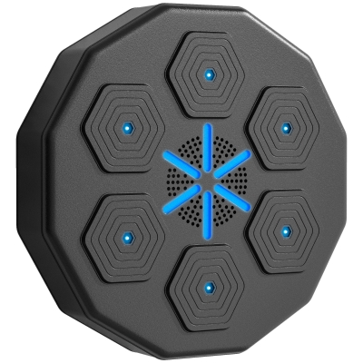 SPORTNOW Máquina Boxeo Musical Pared con Conexión Bluetooth y Luces LED para Adultos y Niños en Casa Gimanasio Negro