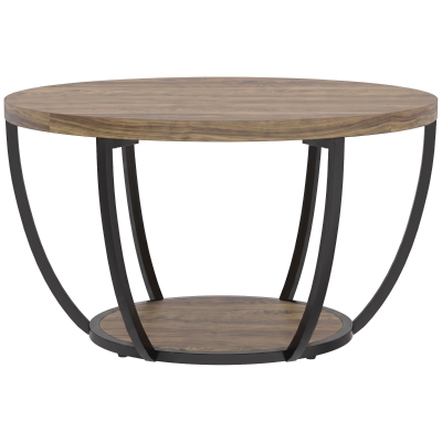 HOMCOM Mesa de centro com 2 níveis, mesa de sala 80 x 80 x 43,8 cm, Castanho/Preto