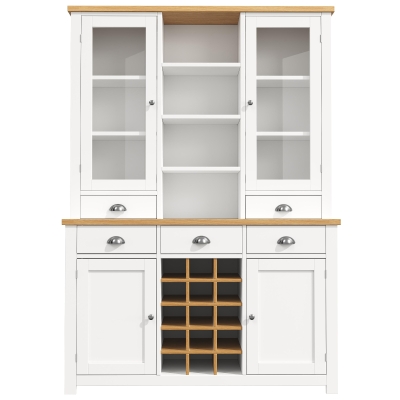 Kitchen Pantry Cabinet with Wine Rack and Adjustable Shelves, 120L x 40W x 185H cm, White
