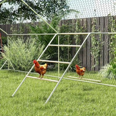 PawHut Hühner Spielgerüst aus Holz, Spielplatz für Hühnern mit Hühnerstangen, verstellbar Schaukel, 82 x 150 x 110 cm Silber