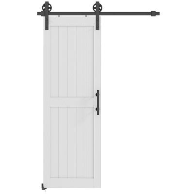 HOMCOM Porta de Correr Celeiro com Ferragens Porta Corredera de Interior com Puxador Rolo e Guia de Chão 71,5x213,4 cm Branco