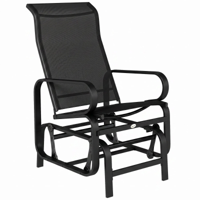 Outsunny Gliding Rocking Chair Metal Frame Black
