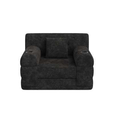 1-Seater Sleeper Sofa with Metal Frame and High-Density Foam, 107L x 80W x 81H cm, Black