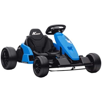 AIYAPLAY 24V Elektrisches Go-Kart, Drift-Modus, verstellbarer Sitz, 5-Punkt-Sicherheitsgurt, Musikfunktion, 6-12 Jahre Blau