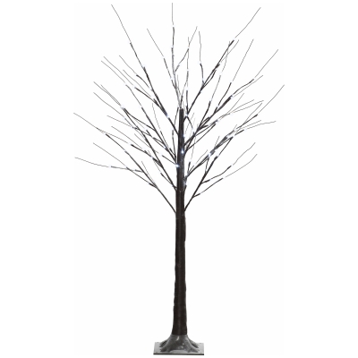 HOMCOM Brad de Crăciun Luminos Tip Mesteacăn, 150 cm, 96 Led-uri, Bază Lată, pentru Interior și Exterior, Maro