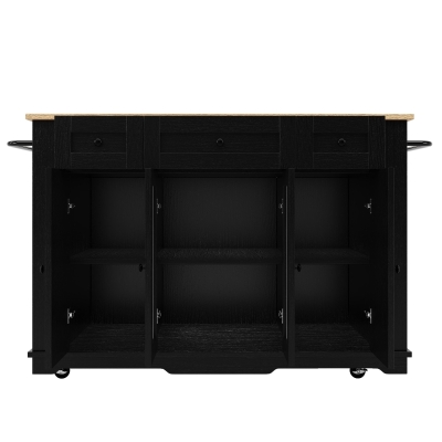 Stylish Kitchen Island with Foldable Worktop and Dining Extension, 151.5L x 60W x 91.5H cm, Black