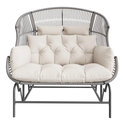 Comfortable Garden Rocker with Gentle Rocking Motion, 145L x 85W x143H cm, Grey