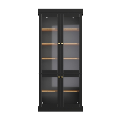 Modern Freestanding Display Cabinet with Height-Adjustable Shelves, 80L x 40W x 180H cm, Black