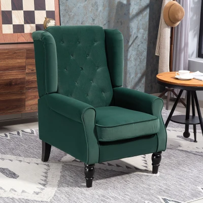 HOMCOM Wingback Accent Chair Tufted Upholstered Green