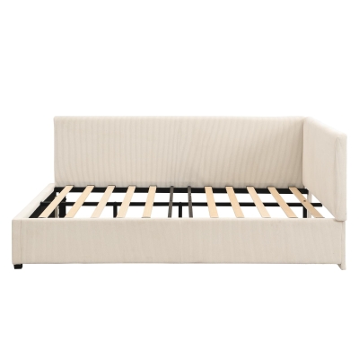 4ft6 Double Bed with Integrated Side Rails, 194L x 146.5W x 82.5H cm, Beige