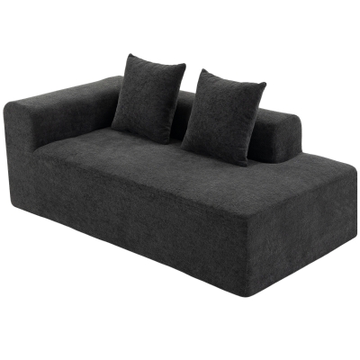 HOMCOM Canapea cu 2 locuri din chenille cu 2 perne șezut cu arcuri fără montaj 71,5x91,5x83 cm Gri închis