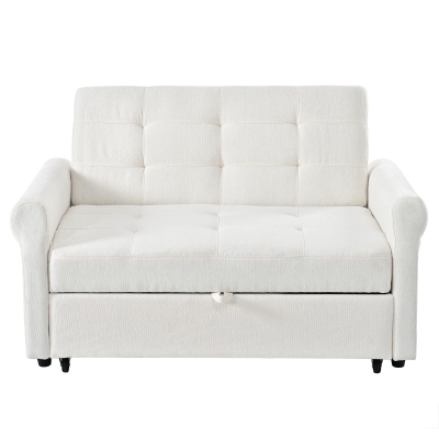Convertible Sofa Bed with Adjustable Backrest, 135L x 173W x 58H cm, Off White