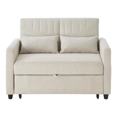 Adjustable Sofa Bed with 3-Level Backrest, 112L x 169W x 59H cm, Beige